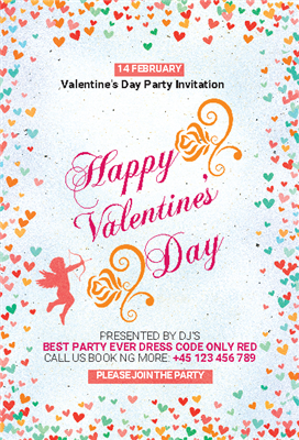 Straight Tab, Edge Color A6 Party Flyer Valentine's Day